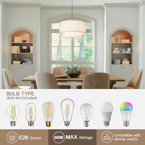 18" Drum Fabric Pendant Light (3 Count)