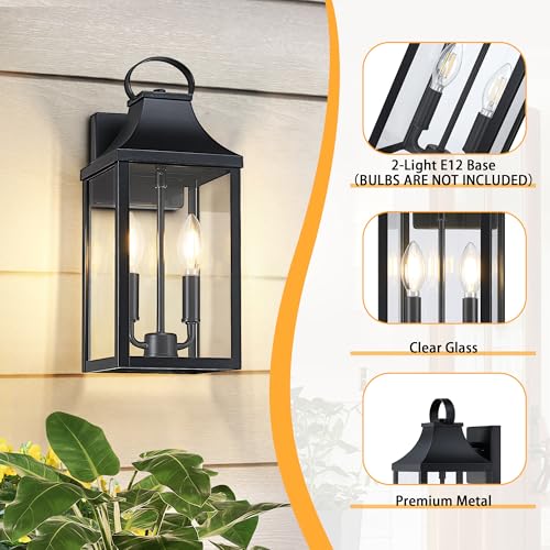 15" Black Outdoor Wall Lantern 2