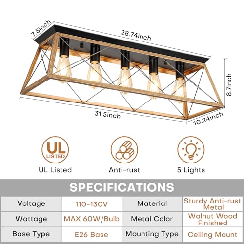 31.5" Flush Mount Ceiling Light Fixture