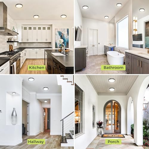 6PACK Flush Mount LED Ceiling Light Fixture Black (6 Count)