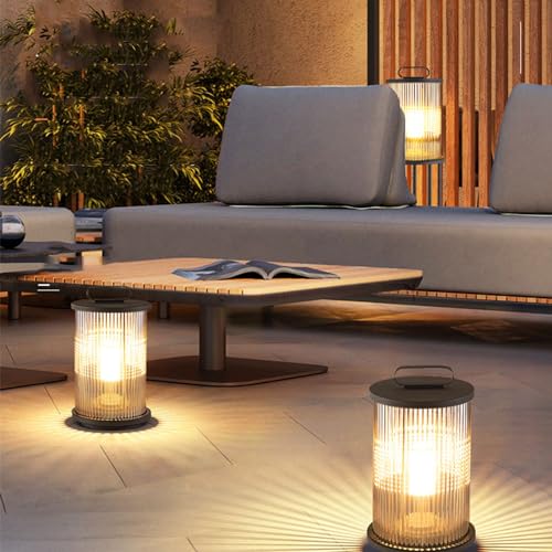 Outdoor Pillar Lamp Cylindrical Landscape Floor Lamp Outdoor Waterproof Column Head Light Stainless Steel Glass Path Lamps Garden Lawn Bollard Lights Patio Driveway Sidewalk Night Lighting Fixtures