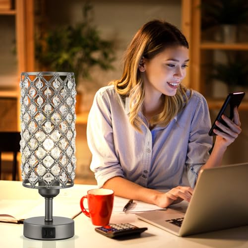 Gray Crystal Bedside Lamp