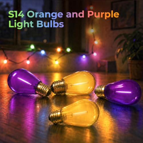 24 Pack S14 Orange and Purple Light Bulbs for String Lights (24 Count)