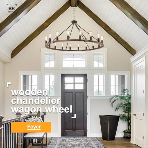 Farmhouse Wagon Wheel Chandelier 47" 18