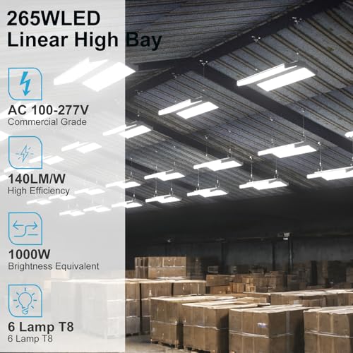 3 Pack 4FT 265W LED High Bay Light 39750LM High Bay Shop Light (3 Count)
