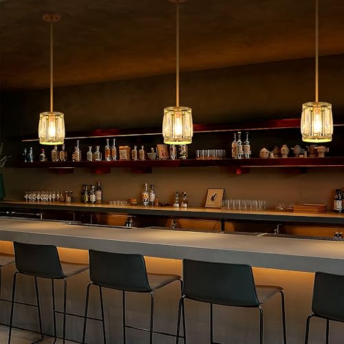 3 Pack Gold Pendant Lights Kitchen Island Modern Crystal Mini Chandelier