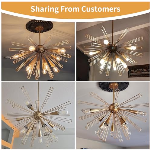10 Light Gold Sputnik Chandeliers
