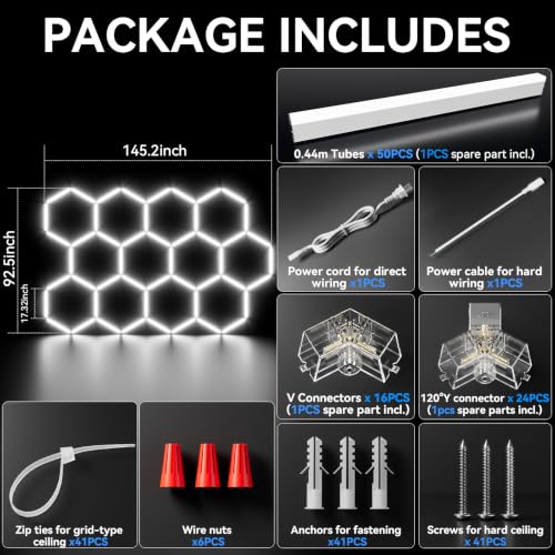 12 Hexagon Garage Lights (12 Hex)