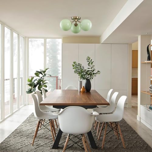 Green Globe Mid Century Modern Semi Flush Mount Ceiling Light Fixture