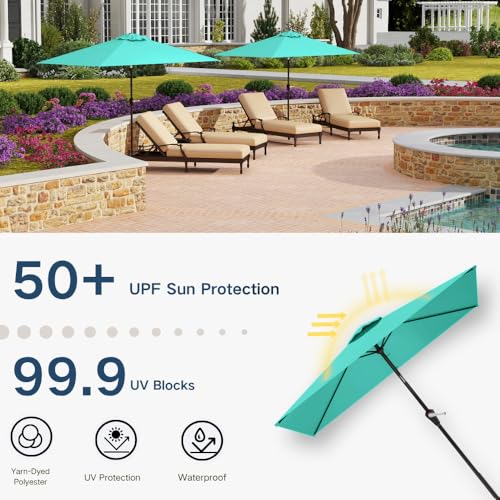 6.5' x 10' Rectangular Patio Umbrella Large Outdoor Market Umbrella w