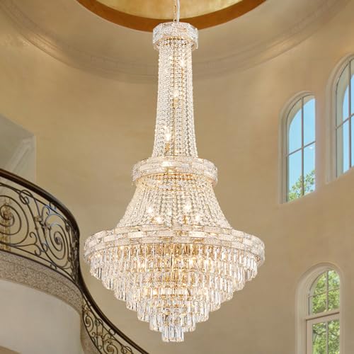 25 Light Gold Crystal Chandelier