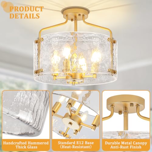 Modern Semi Flush Ceiling Light Gold Hallway Light Fixtures Entryway Lights