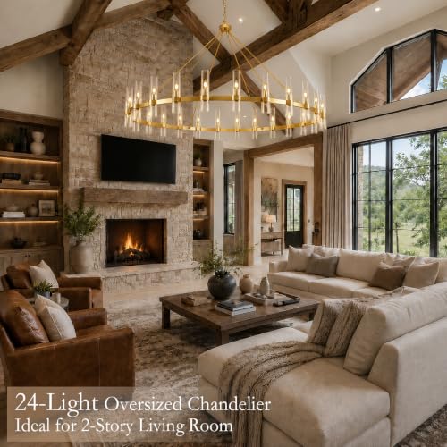 Gold Wagon Wheel Chandelier 24 Light (24 Count)