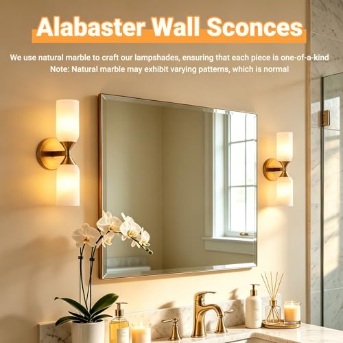 Alabaster Wall Sconces Set of Two (2 Count)