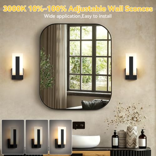 2 Pack Modern LED Wall Sconces (9.72inch 3000K Brightness Adjustable)