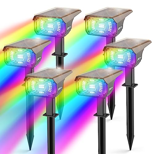 Color Solar Lights Outdoor Waterproof Spotlights with 9 Light Modes (6 Count)