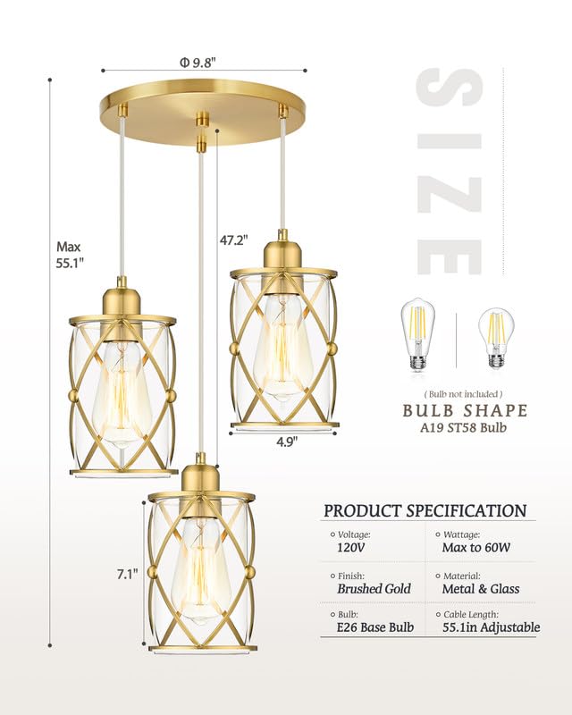 Brushed Gold Dining Room Chandeliers Light Fixtures