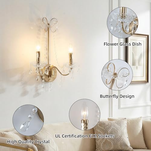 Crystal Wall Sconces Set of 2