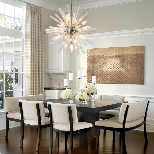 18" Chrome Sputnik Crystal Chandelier for Dining Room Bedroom Bath