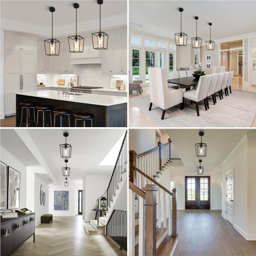 3 Pack Black Pendant Lights for Kitchen Island (3 Count)
