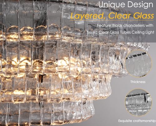 Clear Glass 36 inch Round Chandelier for Dining Room