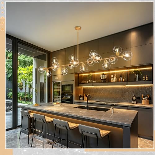Gold Linear Chandeliers for Dining Room 17 Lights Modern Sputnik Chandelier
