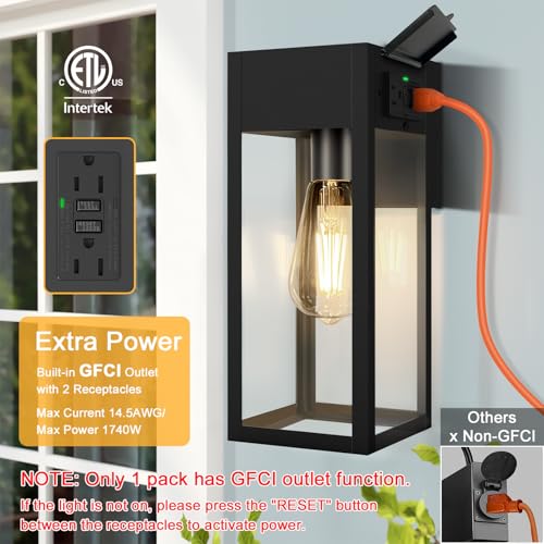 Porch Lights with GFCI Outlet (2 Count)