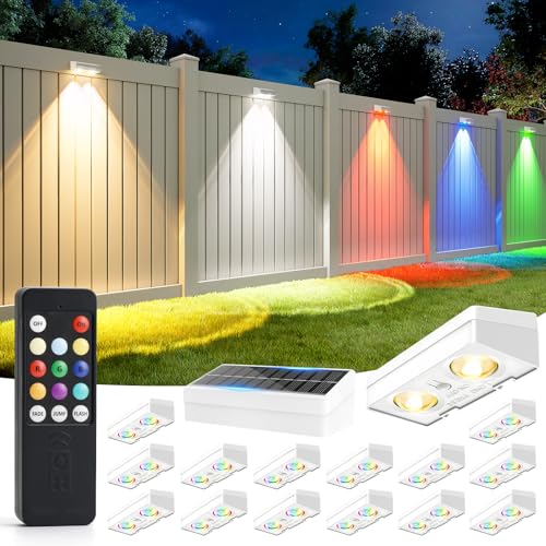 Solar Fence Lights Outdoor with Remote (16 Count)