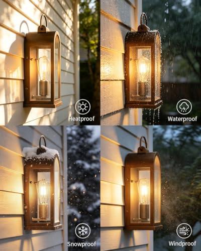 15" Outdoor Wall Lights Rustic Porch Light Bronze Exterior Lighting Fixture