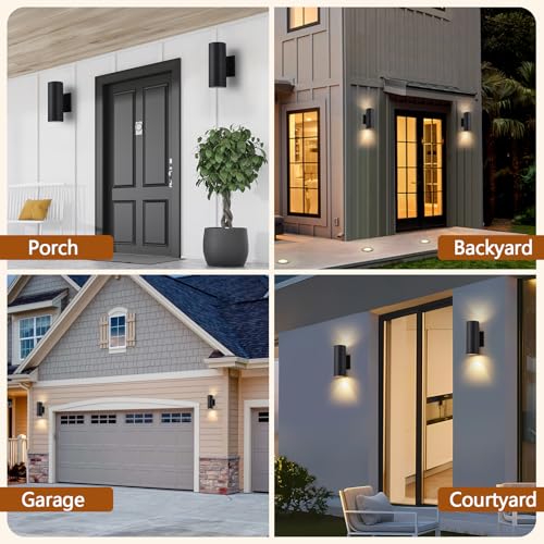 2 Pack Modern Black Outdoor Wall Light (2 Count)