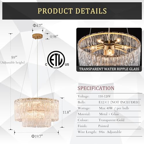 Modern 20" Crystal Glass Chandelier 7