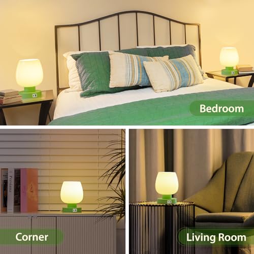Touch Bedside Table Lamp with USB Charging (2 Count)