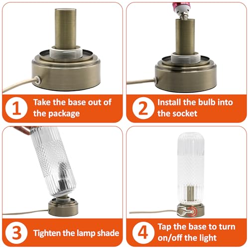 11.6 Inch Touch Dimmable Table Lamp with Ribbed Glass Shade