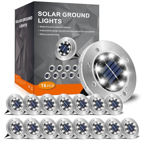 16 Pack 4.6 Inch Solar Ground Lights Outdoor (16 Count)