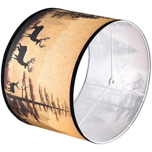 HD Printing Deer Drum Lamp Shade 13"x13"x10" Assembly Required Lampshade for Table Lamp