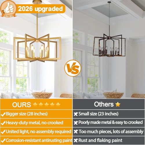 25" 61" Height Adjustable Modern Gold Chandelier for Dining Room