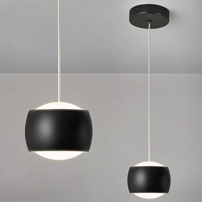 Modern LED Dimmable Pendant Light fixtures,Mini Island Pendant Lighting for Kitchen Island Dinning Room,Bedroom,Bar, Kitchen Island Ceiling Hanging Light Fixtures(black-1-Pack)