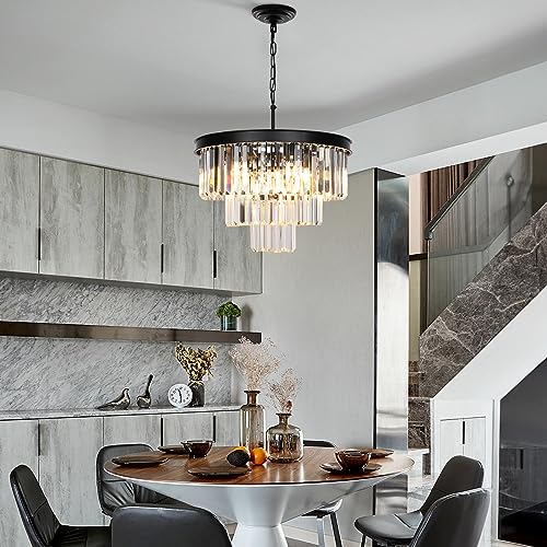 Black Crystal Chandeliers for Dining Room