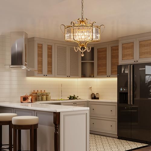 Modern Crystal Chandelier for Dining Room 24" Large Gold 6