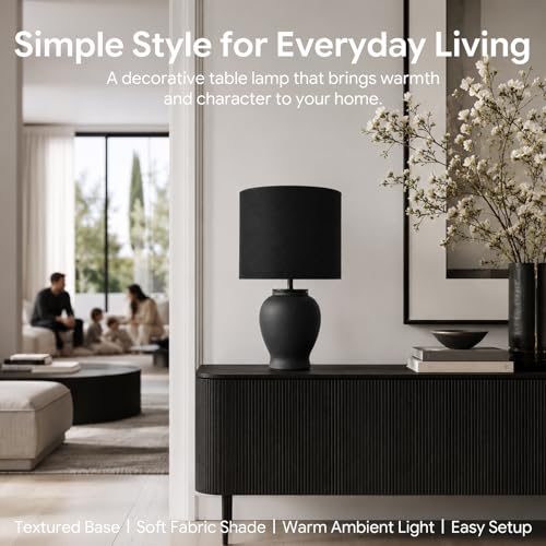 Black Ceramic Table Lamp with Black Shade