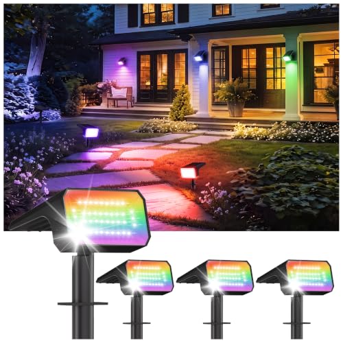 Color Changing Solar Spot Lights Outdoor 4 Pack (4 Count)