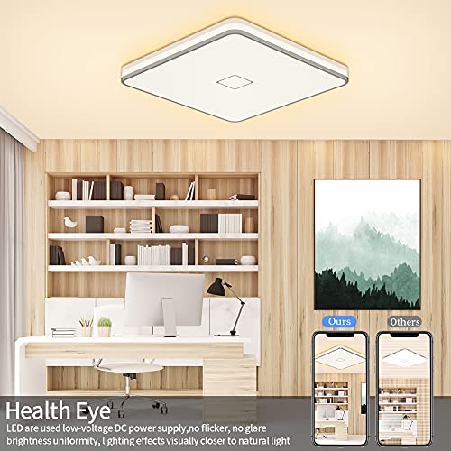 LED Ceiling Light Flush Mount 24W 12.6 inch Square LED Ceiling Lamp with 240Pcs Chips Without Flicker