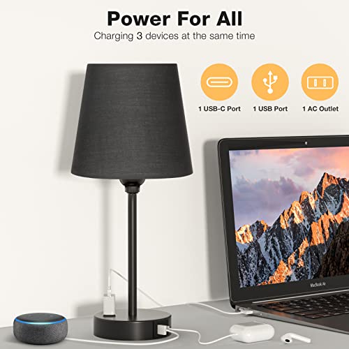 Black Bedside Lamps Set 2 for Bedroom (2 Count)