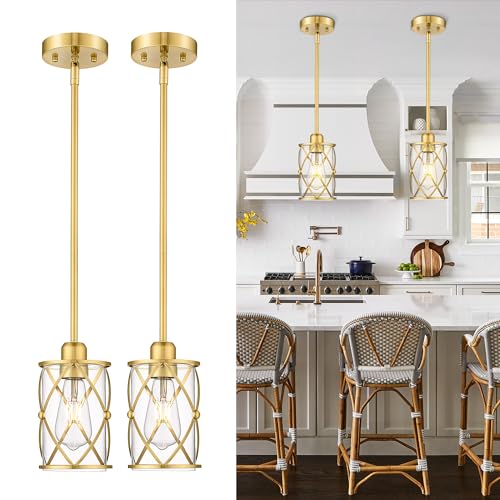 Brushed Gold Pendant Lights Kitchen Island (2 Count)