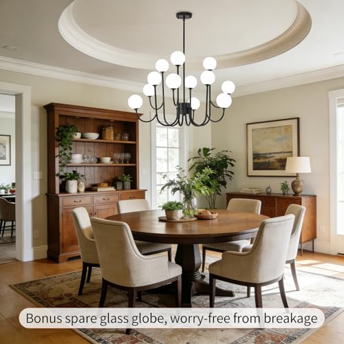 Modern Black Glass Globe Sputnik Chandeliers Light Fixture