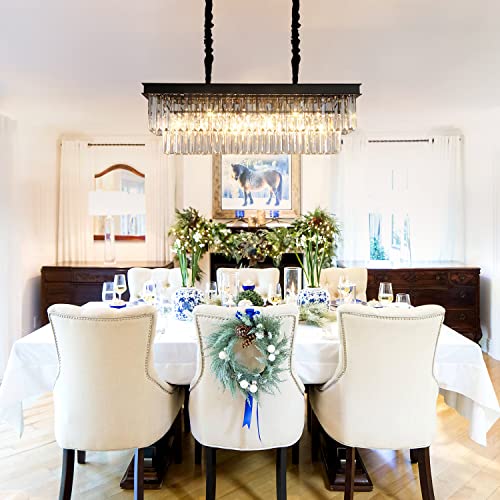 Rectangular Crystal Chandelier Dining Room Black Rectangle Pendant Light