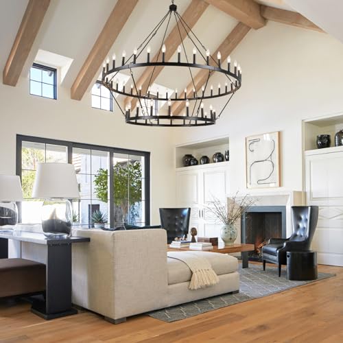60 inch Black Extra Large Wagon Wheel Chandelier