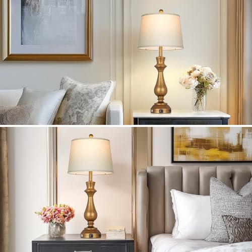 Retro Gold Table Lamps Set of 2 for Living Room (2 Count)