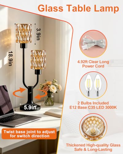 Mid Century Modern Table Lamp Vintage Black Lamp Dimmable Gift