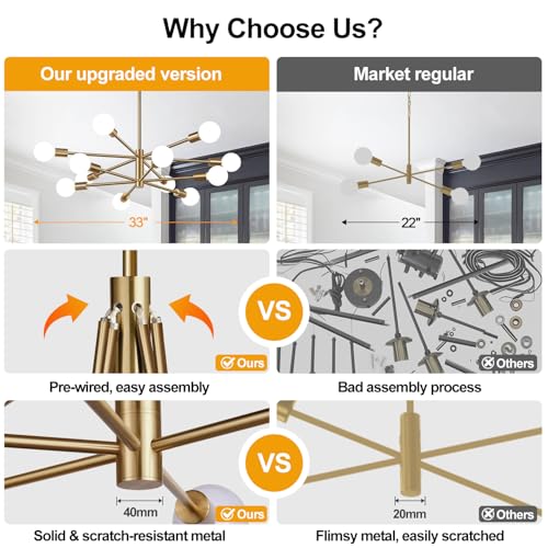 11" 52" Height Adjustable Sputnik Chandeliers Dining Room Light Fixture
